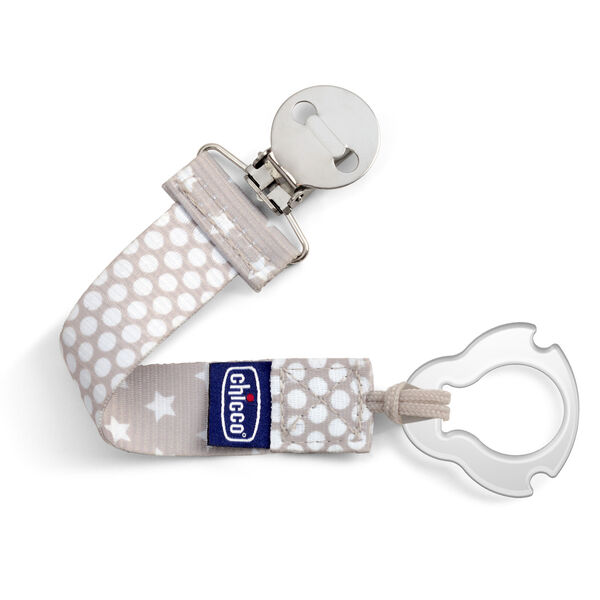 Designer pacifier clips and clothing for babies.