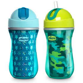 Insulated Flip-Top Straw Cup 9oz 12m+ &#40;2pk&#41; in Green/Teal in 