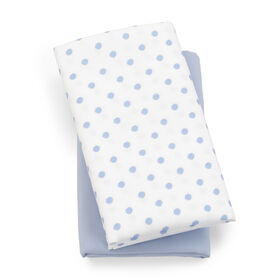 Lullaby Playard Fitted Sheet, 2-Pack in Blue Dot