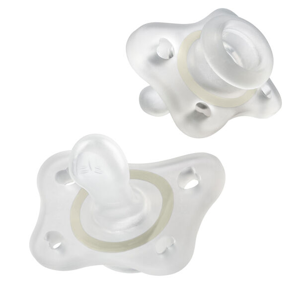 Chicco PhysioForma Glow in the Dark Mini Orthodontic Pacifier in clear