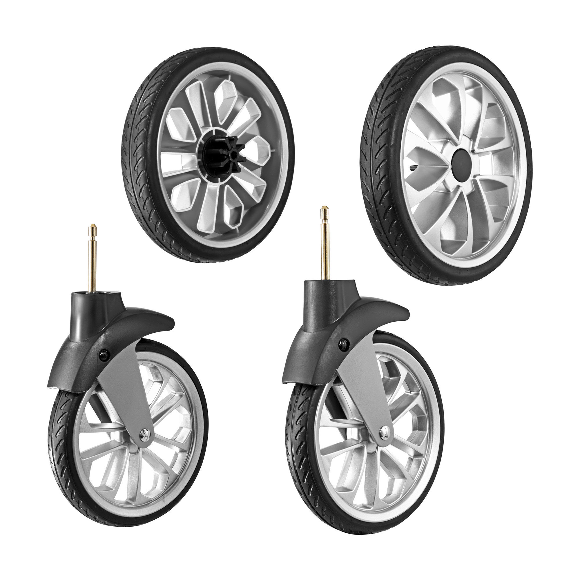 4 Wheels 12cm Black puppenwagenrad Rubber Pram Wheels Car Wheel Pushchair 