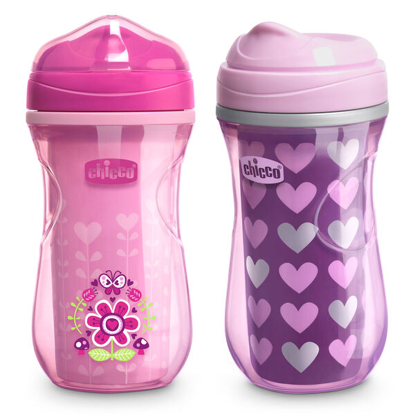 Insulated Rim Trainer Cup 9oz 12m+ &#40;2pk&#41; in Pink/Purple in 