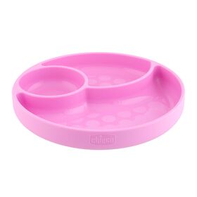 Chicco Easy Menu Silicone Divided Plate in Pink