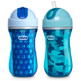 Insulated Flip-Top Straw Cup 9oz 12m+ &#40;2pk&#41; in Teal/Blue in 