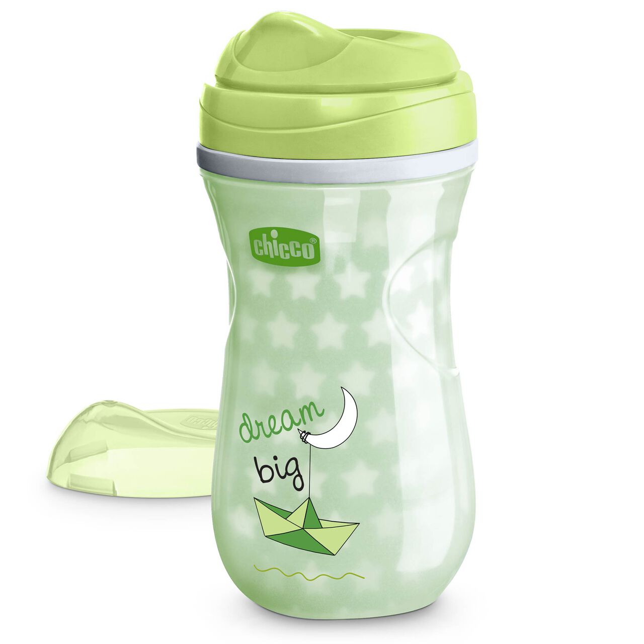 Chicco Glow in the Dark Insulated Rim Trainer Cup in Green image number 0