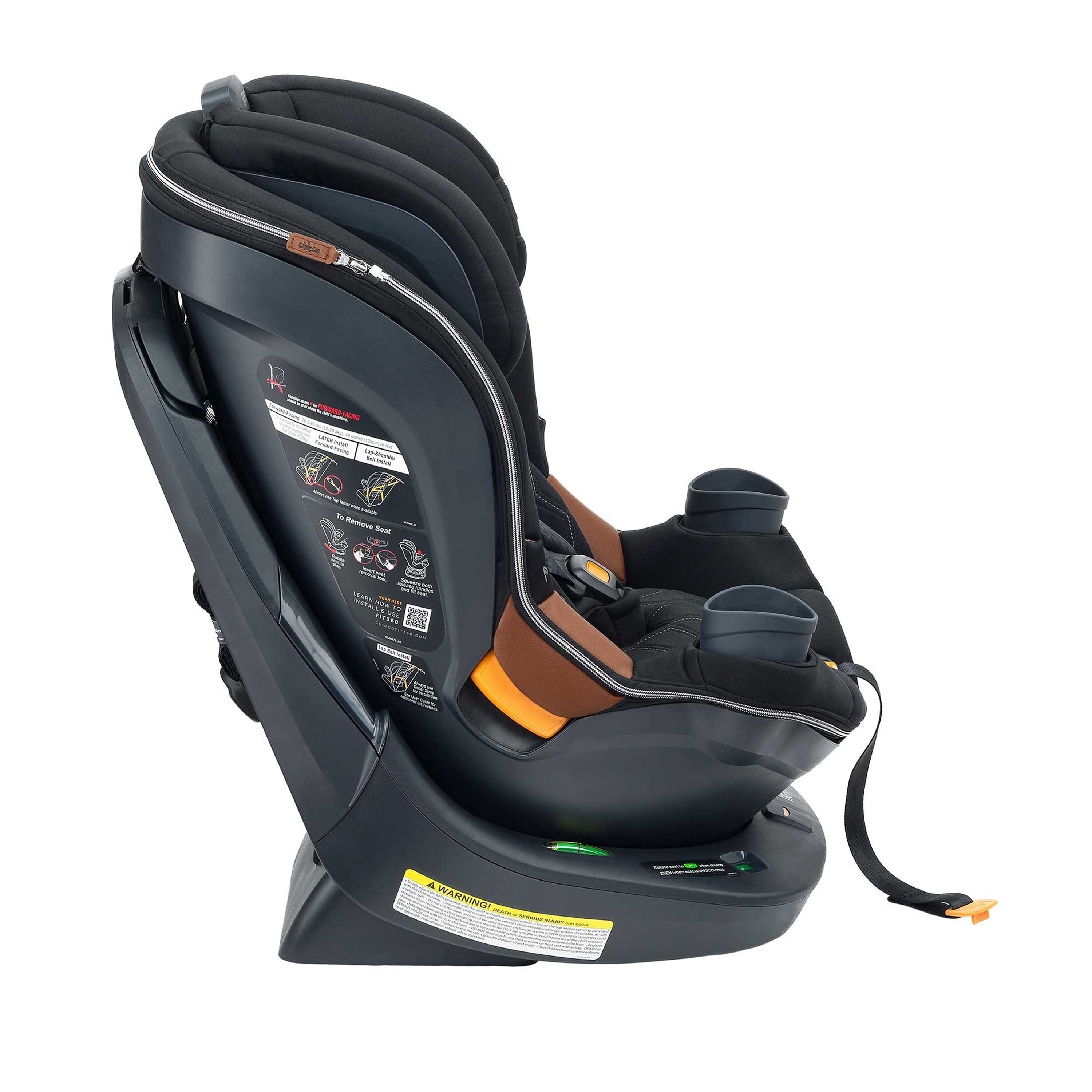 Chicco Fit360 Zip Cleartex Car Seat in Black Right Back Profile image number 4