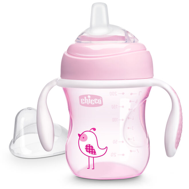 Silicone Spout Transition Cup 7oz 4m+ - Pink in  image number 0