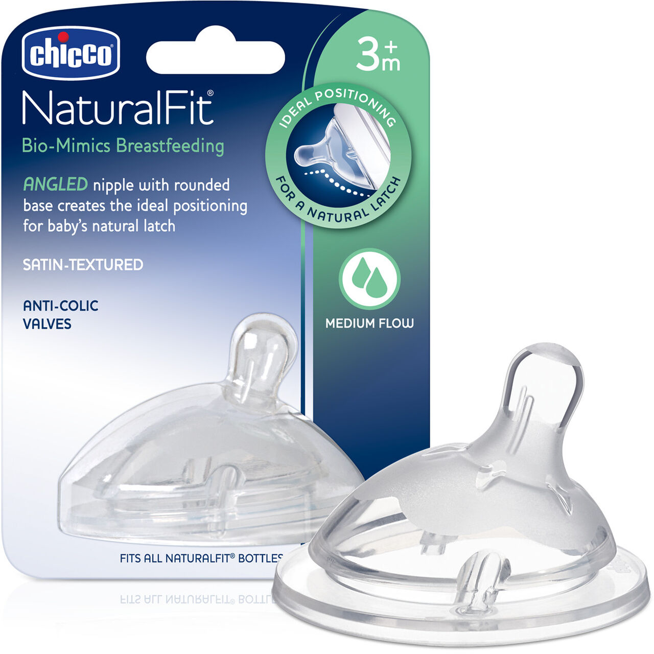 NaturalFit Nipple 3M+ Angled Med Flow (1pk) in  image number 0