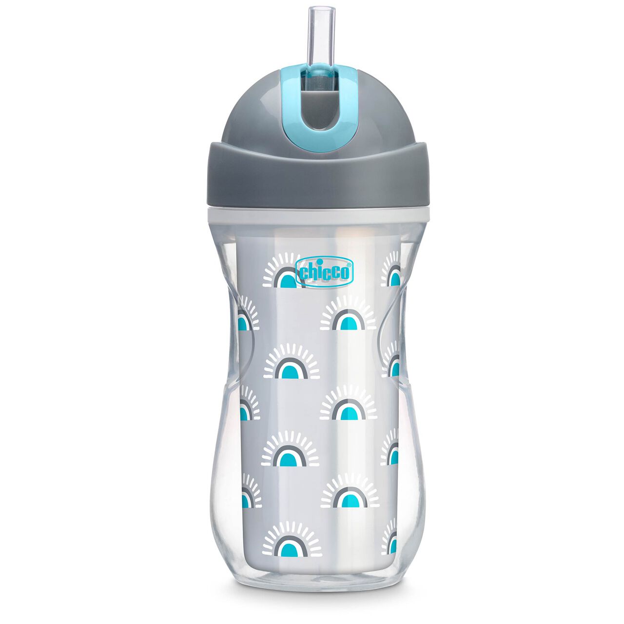 Chicco Insulated Flip-Top Straw Cup 9oz 12m+ in Sunburst Silver/Blue image number 0