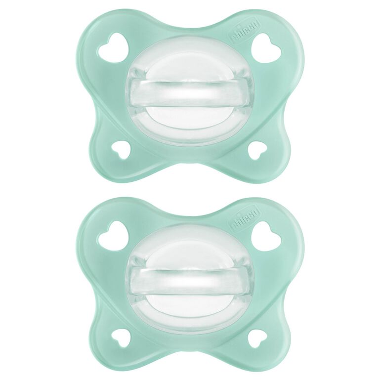 Chicco PhysioForma Dual Soft Silicone Pacifier 0-2m (2pc) in Seafoam