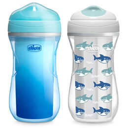 Chicco Insulated Rim Spout Trainer 9oz 12m+ (2pk) in Blue/Sharks