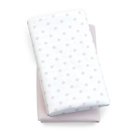 Lullaby Playard Fitted Sheet, 2-Pack- Pink Dot in Pink Dot
