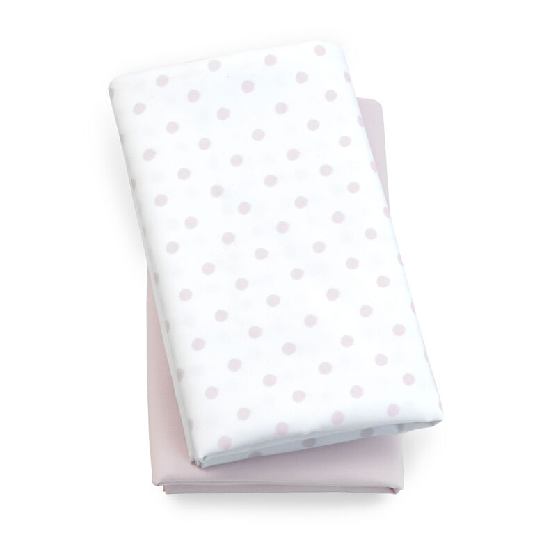 Lullaby Playard Fitted Sheet, 2-Pack- Pink Dot in Pink Dot