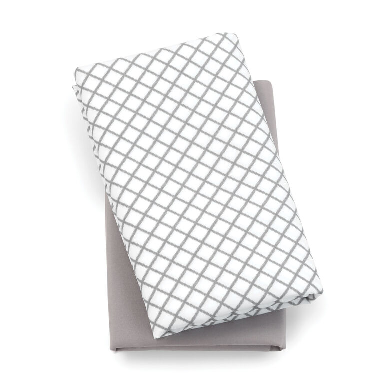 Lullaby Playard Fitted Sheet, 2-Pack - Grey Diamond in Grey Diamond