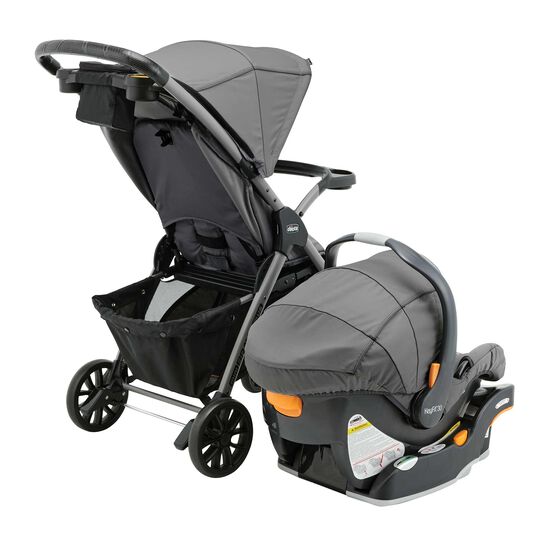 Chicco Mini Bravo Plus Stroller in the Slate 3/4 Back View image number 4