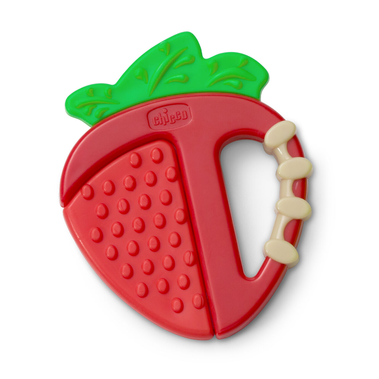 Chicco NaturalFit 4M+ Fruity Tooty Strawberry Teether is perfect for soothing baby's sore gums during teething image number 0
