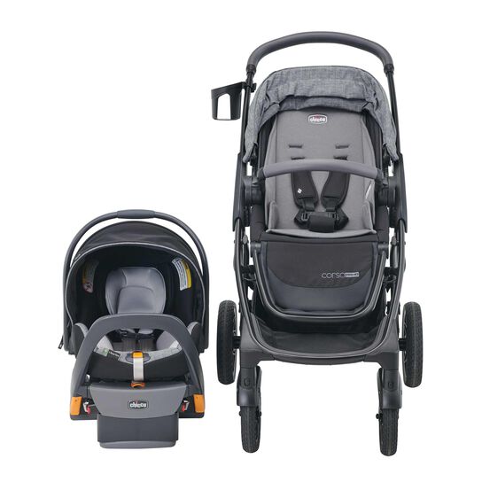 Chicco Corso Primo ClearTex Travel System in Aspen Front View image number 1