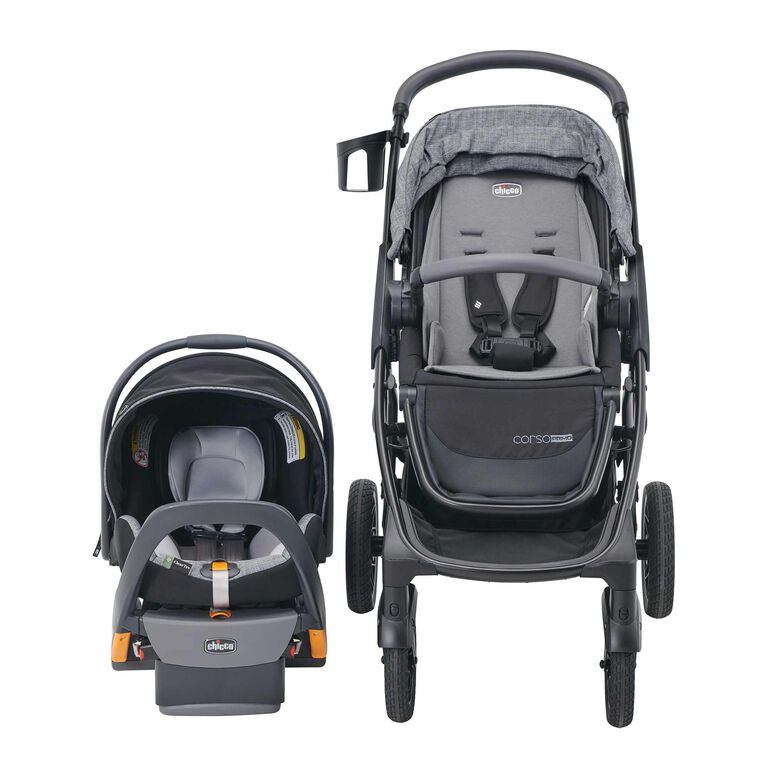 Chicco Corso Primo ClearTex Travel System in Aspen Front View