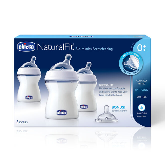 NaturalFit Tri-pack Bottles 8 oz. 0M+ Slow Flow w/ Bonus Straight Nipple in  image number 0