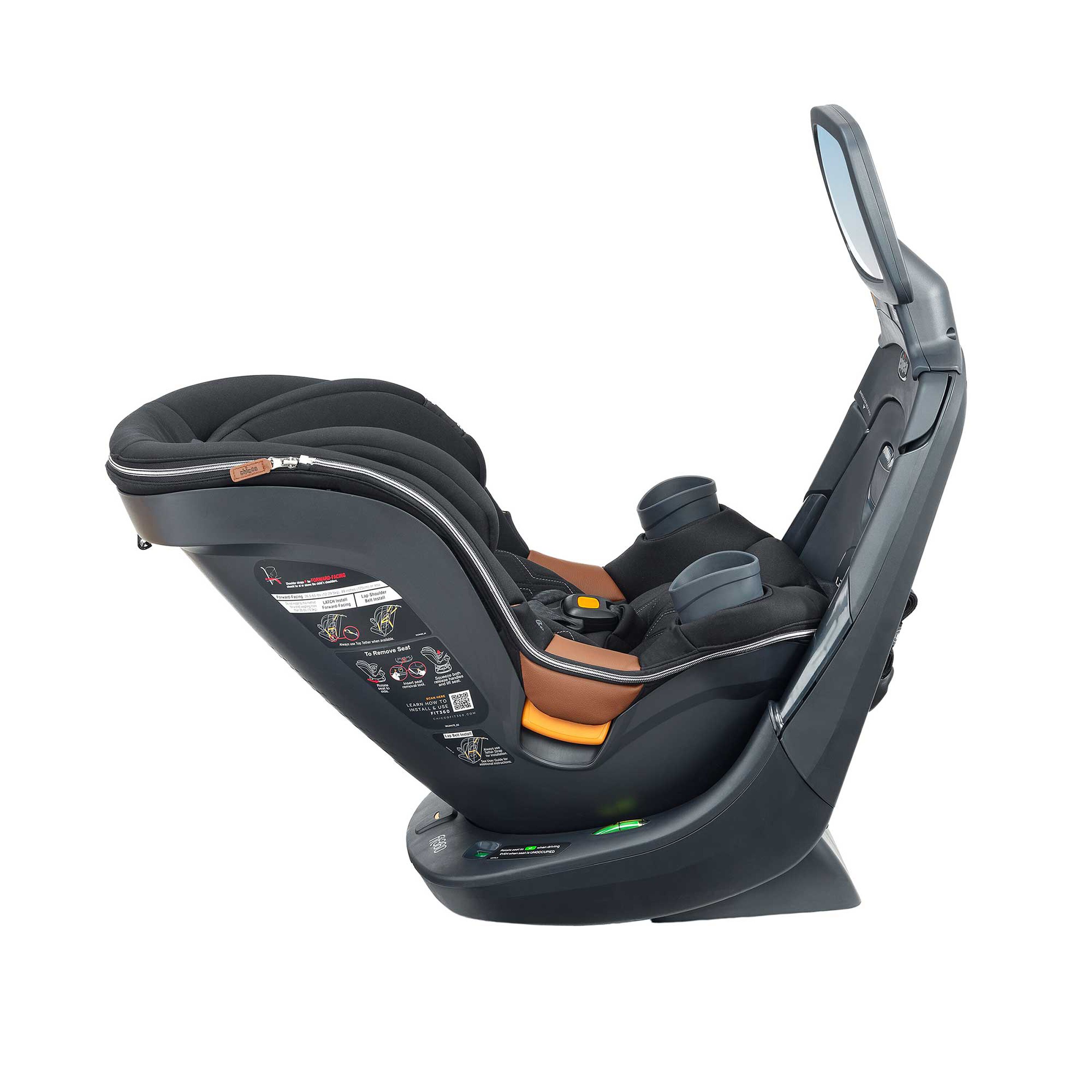 Chicco Fit360 Zip Cleartex Car Seat in Black Right Reclined Profile image number 3