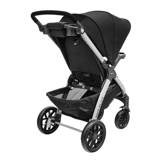 Chicco Bravo Stroller in Black 3/4 Back View image number 4