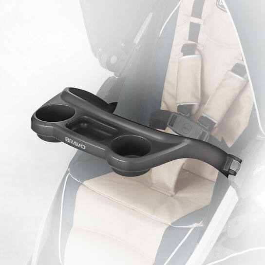 The Chicco Bravo Stroller with Chicco Bravo Stroller tray / car seat travel tray and KeyFit 30 Infant Car Seat Adapter attached image number 1