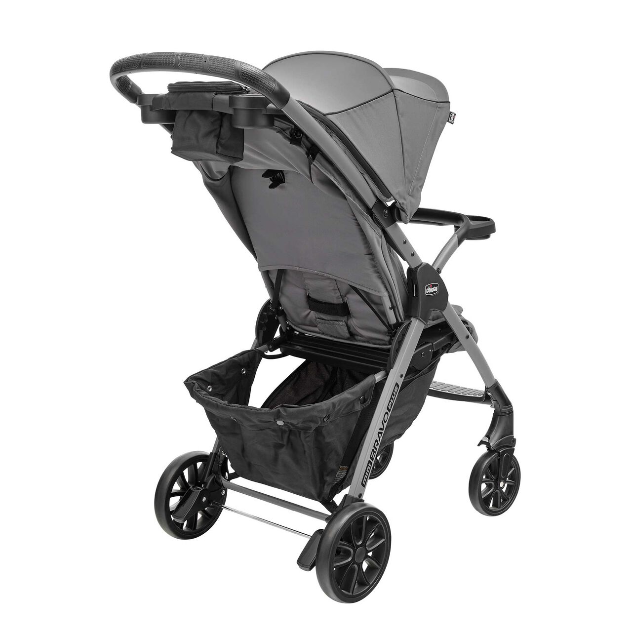 Chicco Mini Bravo Plus Stroller in Graphite 3/4 Back View image number 4