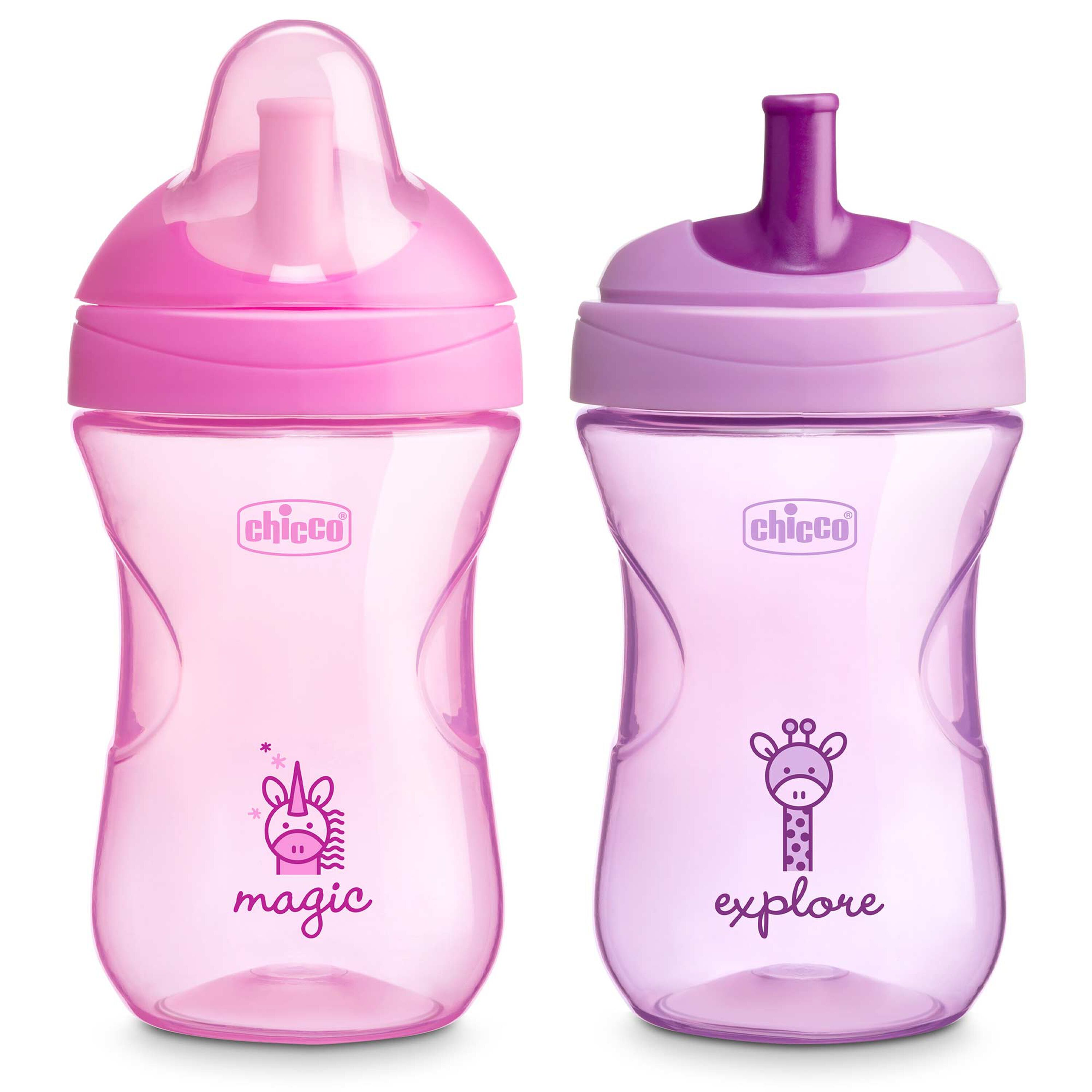 Chicco Sport Spout Trainer Sippy Cup 9oz. 9m+ (2pk) in Pale Pink/Lavender image number 0