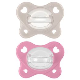 Chicco PhysioForma Dual Soft Silicone Pacifier 6-16m (2pc) in Grey/Dusty Rose