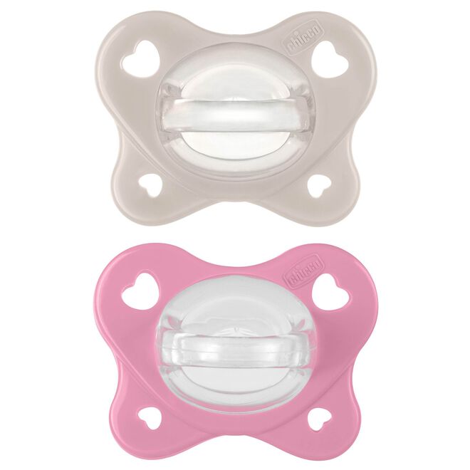 Chicco PhysioForma Dual Soft Silicone Pacifier 6-16m (2pc) in Grey/Dusty Rose image number 0