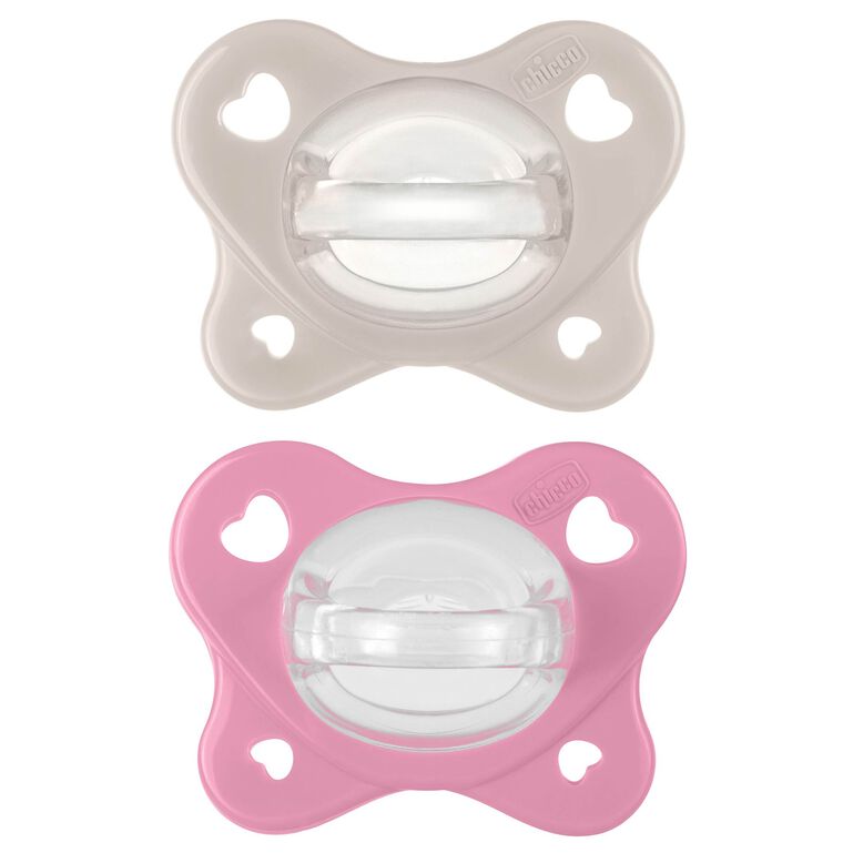 Chicco PhysioForma Dual Soft Silicone Pacifier 6-16m (2pc) in Grey/Dusty Rose