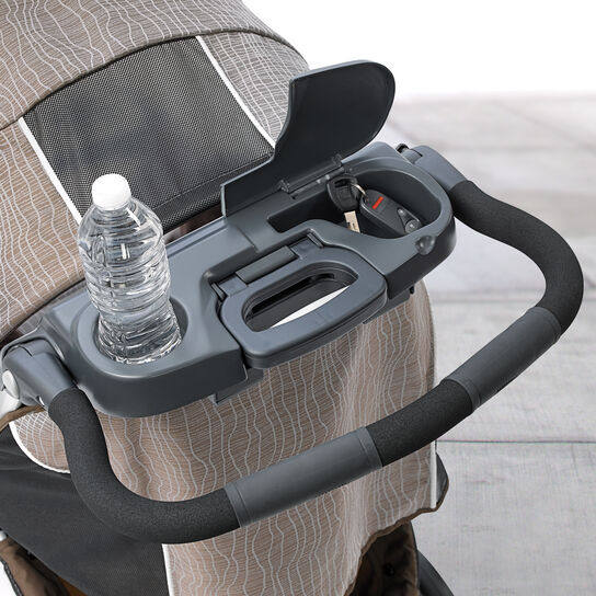 Convenient parent tray with cup holder on Cortina Magic Stroller image number 5