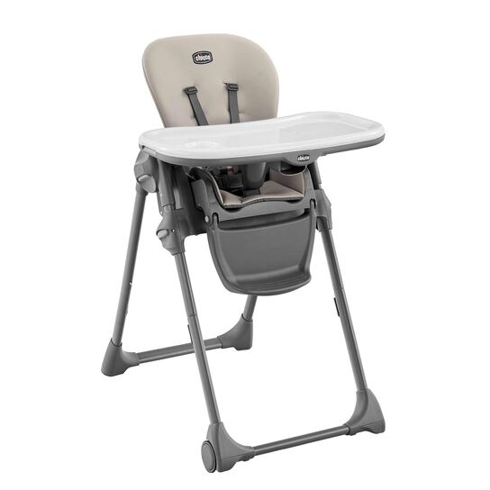 Chicco Polly Highchair in Taupe 3/4 Front View image number 2