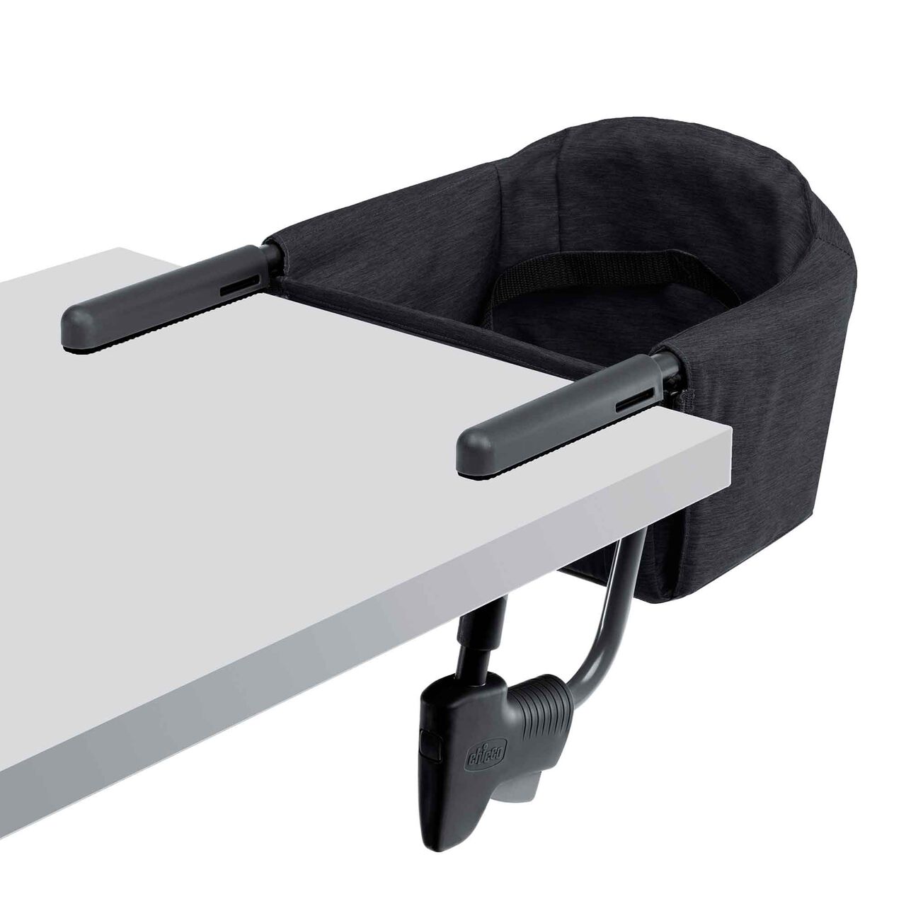 Chicco FastLock Hook-on Chair in Black 3/4 Front View image number 2