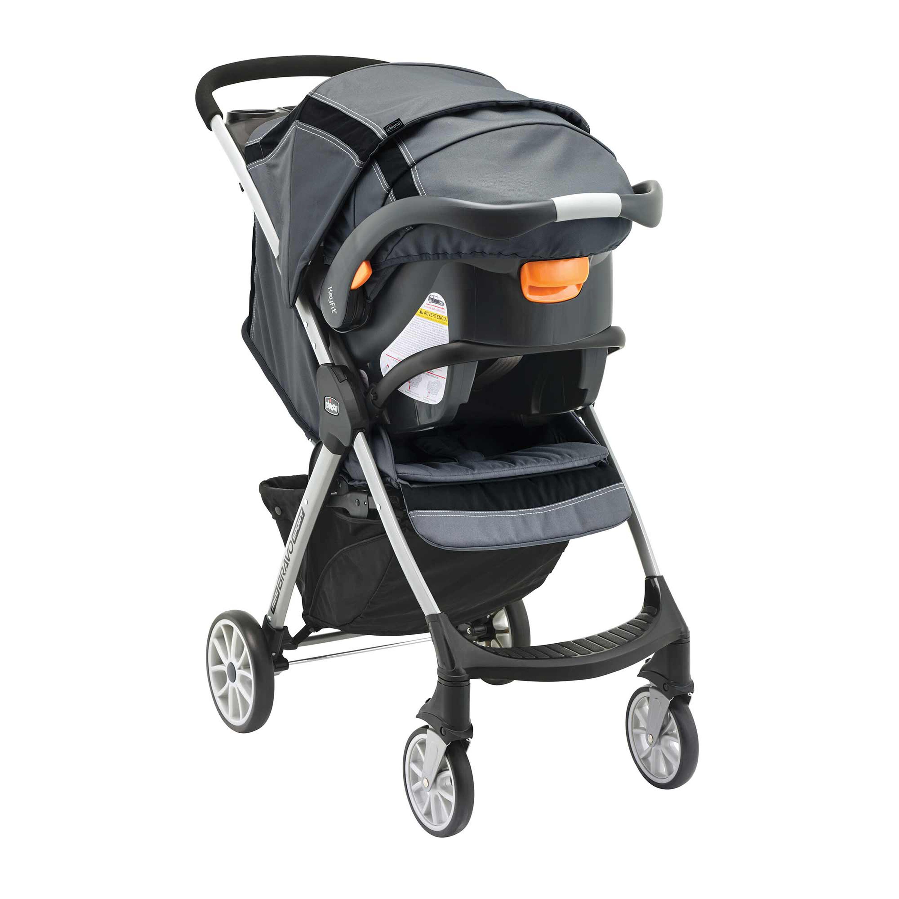 Chicco Mini Bravo Sport Travel System in the Carbon 3/4 Front View image number 2