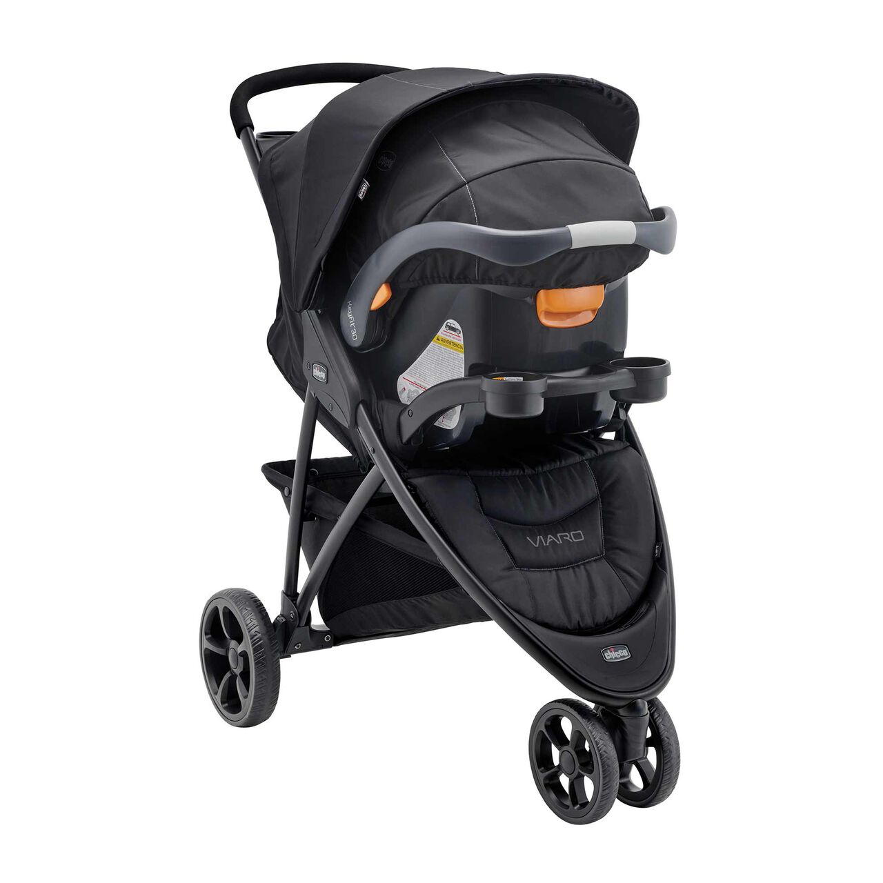 Chicco Viaro Travel System in Black 3/4 Front View image number 2