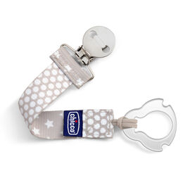 Chicco Universal Two-in-One Fashion Pacifier Clip in Grey