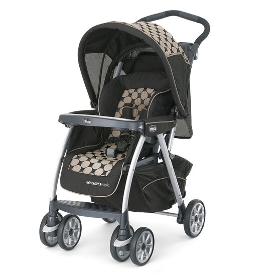Chicco Cortina Magic Stroller in Black with large tan circle pattern - Solare style image number 0