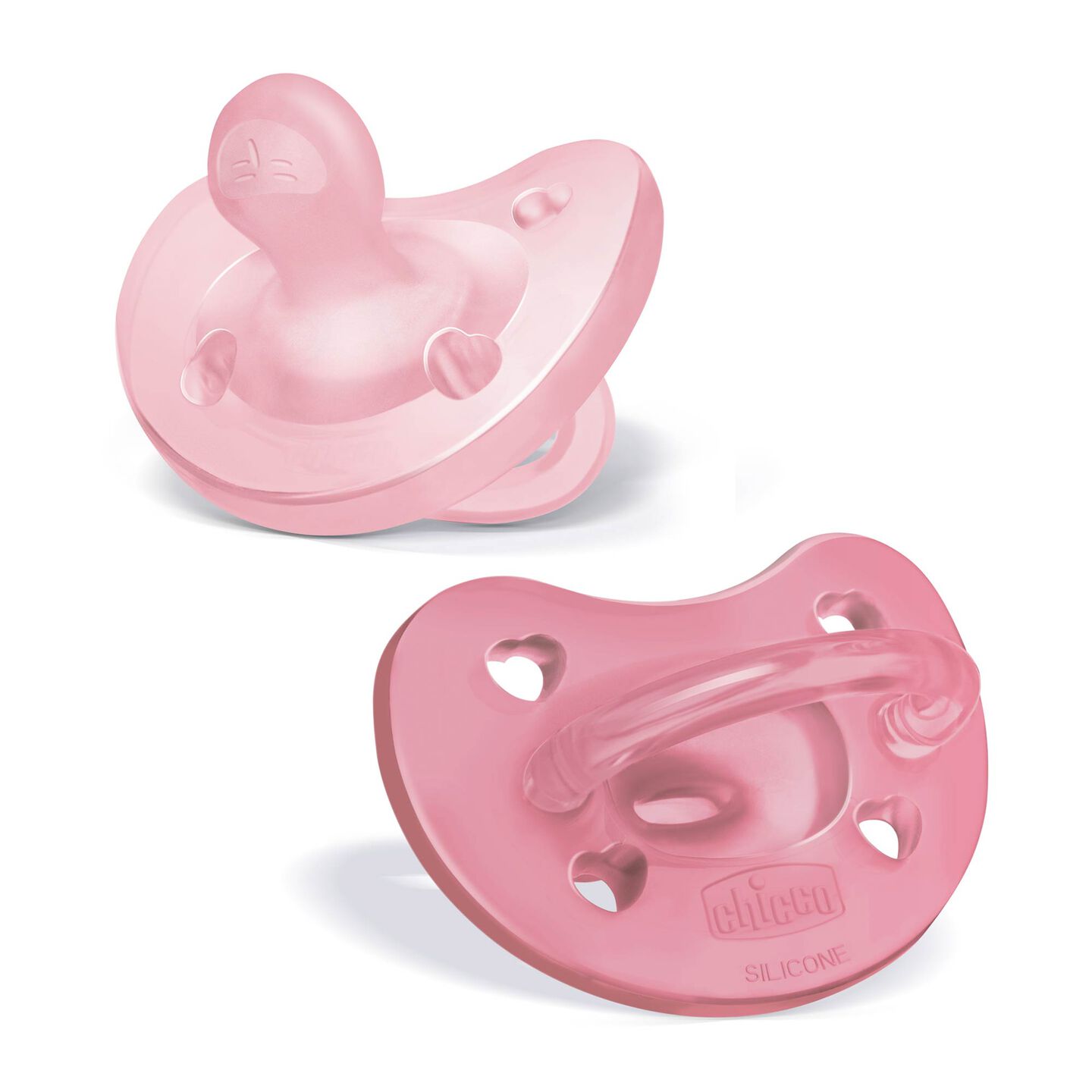 Pink And Bluesilicone Pacifiers Silicone Charms (2 Pack) Pink/White