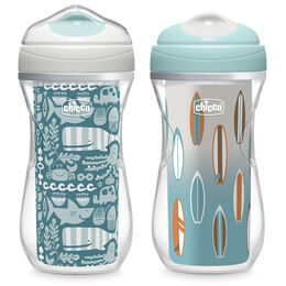 Chicco Insulated Rim Spout Trainer 9oz 12m+ (2pk) in Ocean Print/Surf