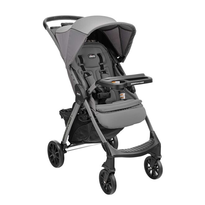 Chicco Mini Bravo Plus Stroller in Graphite 3/4 Front View image number 2