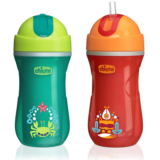 Insulated Flip-Top Straw Cup 9oz 12m+ (2pk) in  image number 0