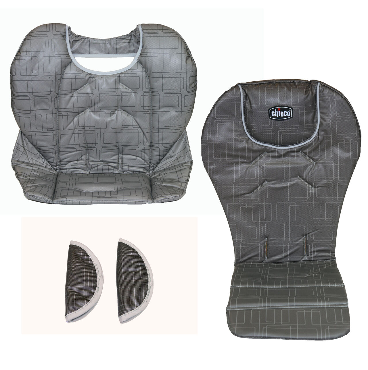 Replacement Seat pad, seat cover, and harness shoulder strap pads for Chicco Polly Highchair - Cubes image number 0