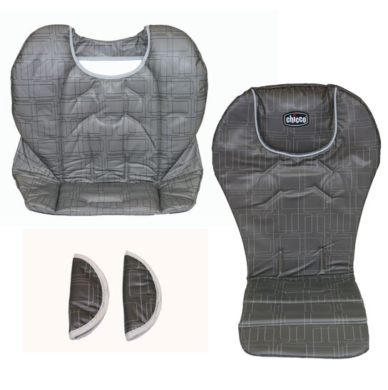 Replacement Seat pad, seat cover, and harness shoulder strap pads for Chicco Polly Highchair - Cubes image number 0