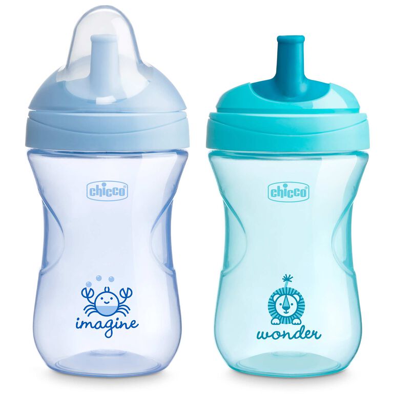 Chicco Sport Spout Trainer Sippy Cup 9oz. 9m+ (2pk) in Pale Blue/Teal