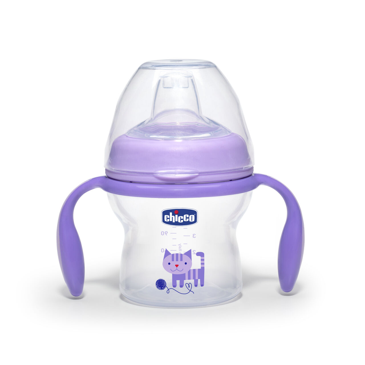 Chicco NaturalFit 5 ounce Transition Cup - Purple with Kitten Graphic image number 0