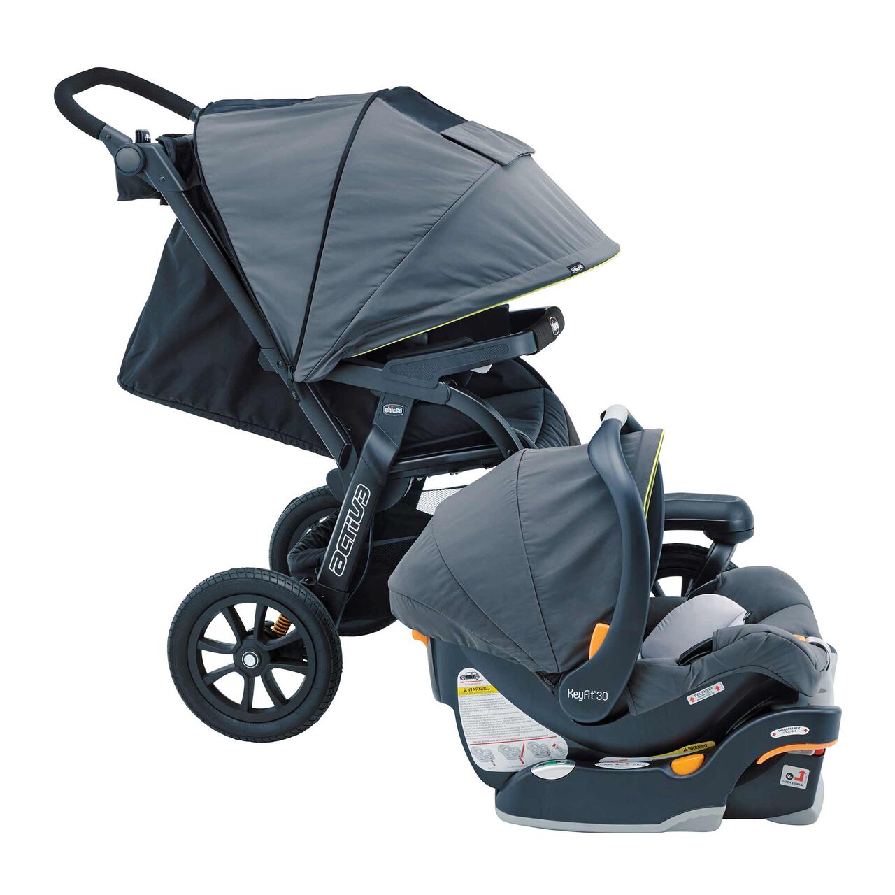 Chicco Activ3 Jogging Stroller Travel System in Solar Right Profile View image number 3