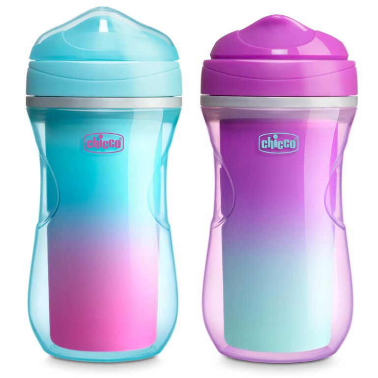 Insulated Rim Spout Trainer Sippy Cup 9oz. 12m+ (2pk) in Pink/Teal/Purple Ombre