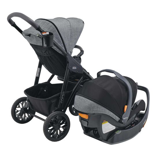 Chicco Corso Primo ClearTex Travel System in Aspen 3/4 Back View image number 4