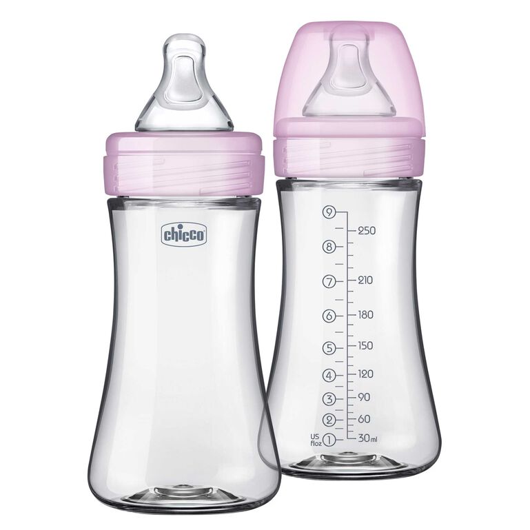 Chicco Duo Baby Bottle 9oz 2 pack in pink